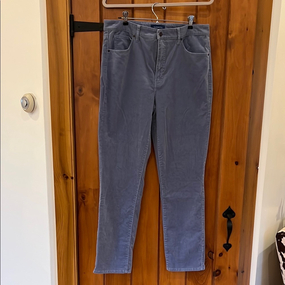 Talbots High Waist Straight-Leg Corduroy Jeans in Slate Blue